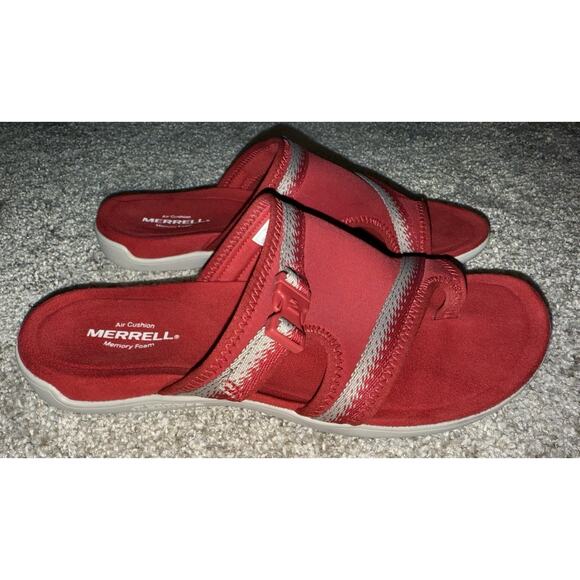 Merrell Chili District Muri Wrap Sandal Women’s 10 Red Stretch Comfort Slides - Picture 5 of 9